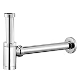 Siphon Waschbecken Chrom, Röhrensiphon für Waschbecken Waschtisch Abflussgarnitur 1 1/4'geeignet,...