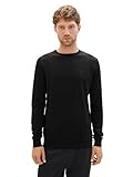 TOM TAILOR Herren Basic Strickpullover mit Crewneck, schwarz, XL EU