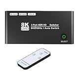 QINZITAO 8K HDTV 2.1 Switcher Splitter HDTV Switcher 3 Port HDTV Switcher Box 3 Port 8K @ 60Hz 4K @...