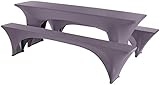 EBETA E Elastisch Biertischhussen Bierbank-Auflage & Tischdecke für 70cm 3 TLG-Set Breite...
