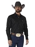 Wrangler Herren Westernhemd, Cowboy-Schnitt, Zwei Taschen, langärmelig, mit Druckknöpfen - Schwarz...