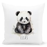 Panda Kissen personalisiert mit Namen Kinderkissen Kuschelkissen Kinder Geschenk Kinderzimmer Deko...