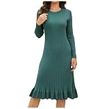 Herbstkleid Damen Warm Lang Pulloverkleid Herbstkleid Tunika Kleid Sexy Langarm Women Pullikleid...