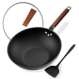 Kordisen Wok Antihaft 33 cm/5,6 L mit Deckel, keine chemische Beschichtung, vorgewürzter Wok,...