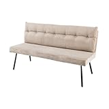 Riess Ambiente Moderne Sitzbank Big George 160cm Champagner beige Samt Strukturstoff mit Lehne,...
