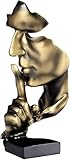 Moderne Skulptur Deko, Figur Skulpturen aus Harz, Silence is Gold Denker Statue, Abstract Kunst...