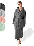 SIEGENTHAL® Damen Bademantel Frottee Velours 100% Baumwolle mit Kapuze Flauschig - Dunkelgrau L -...