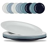 BEWOS 8 Stück Teller, 9.3 inch Unzerbrechliches Speiseteller, Plastikteller aus PP, Dauerhafte Big...