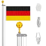 ZMTECH Fahnenmast 6m Stabil für den Außenbereich, 600 cm Aluminium Garten Flaggenmast mit 2...