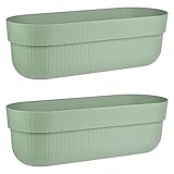Engelland - 2 x Blumenkasten, Blumentopf, Farbe: Pistazien-Grün, Pflanzkasten mit...