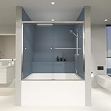 ENSO SENKA Badewannen-Duschtür, 152,4 x 144,8 cm, Doppel-Schiebetüren aus Glas mit 6,35 mm...