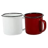 VALICLUD 2 Stück Retro Emaille Tassen Hitzebeständige Robuste Trinkbecher für Wasser Tee Kaffee...