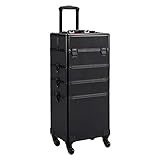 Yaheetech Kosmetikkoffer Alu Beauty Case Kosmetik Trolley Rollkoffer 4 in 1 Schminkkoffer mit 360°...