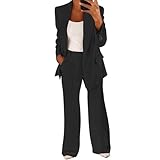 Hosenanzug Damen Elegant 2 Teilig Hosenanzug Elegant Business Anzug Set Zweiteiler Einfarbig Blazer...