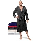 Twinzen Bademantel Herren - XL - Dunkelgrau - 100% Baumwolle (350g/m²) OEKO-TEX® Zertifiziert -...