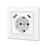 Steckdose mit USB Anschluss und Typ C (max. 5 V 3,4 A) Schuko Steckdose mit USB Anschluss Glänzend...