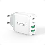 USB C Ladegerät, Cshare 40W USB Stecker Mehrfach 4 Port mit PD&QC3.0 Schnellladegerät, für iPhone...