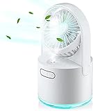 Mini Ventilator mit Kühlen Nebel, 2 in 1 Tragbarer USB Tischlüfter, Ventilator Schreibtisch mit...