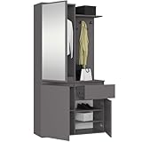 AKORD Garderoben-Set ENTRO Schwarz 95 cm - Kompaktgarderobe Schmaler Flur - 3 Türen, 1 Schublade -...