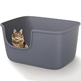 Vealind Große Katzenklo XXL Katzentoilette für Mehrkatzenhaushalte， 56L x 41W x 31H cm Offene...