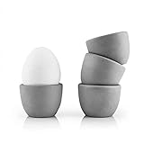 HEYNNA® Premium 4er Eierbecher Set aus robustem Beton/graue Eierhalter im zeitlosen Design - ⌀5cm