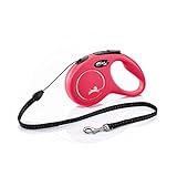 flexi® Classic S Seil 5 m rot, Roll-Leine für Hunde bis 12 kg