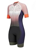 13 Style Damen Radanzug Triathlon Racing Team Jersey Einteiler Jumpsuit Kurzarm Eng Radanzug Gel-Pad...