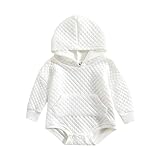 Baby Jungen Mädchen Langarm Solid Kapuzenpullover Strampler mit Tasche Neugeborene Sweatshirt...