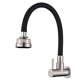 HomeLava Wasserhahn Küche Wandmontage nur Kaltwasser Armatur Wandarmatur mit 4-Modus-Sprüher 360°...