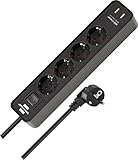 Brennenstuhl Ecolor Steckdosenleiste 4-Fach mit USB-Ladebuchse (Mehrfachsteckdose mit 2X USB...