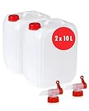 Höfer Chemie 2 x 10 L Wasserkanister Set Weiß - BPA-frei & Lebensmittelecht - Ideales Camping...