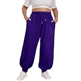 Haremshose Damen Winter Thermo Jogginghose Damen Baumwolle High Waist Kuschelhose Wide Leg...