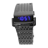 FOMIYES Herren Armbanduhr mit Blauem LED Display wasserdichte Digitaluhr und Legierung Einzigartiges...
