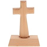 VOSAREA Holz Kreuze Deko Stehendes Kreuz aus Holz Christliches Katholisches Kruzifix Kreuz Figur...