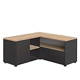 Symbiosis Angle TV-Schrank Ecke 90, 90 x 90 x 45 cm, Spanplatte, Schwarz und Eiche, 90x90x45 cm
