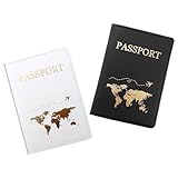 BRISKORE 2 Stück Reisepasshülle Reisepass Hülle PU Leather Passport Cover Reisepasshüllen...