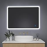 ColdShine LED Badspiegel mit Beleuchtung 50x70cm LED Wandspiegel Badezimmerspiegel mit...