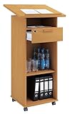 VCM Holz mobiles Rednerpult | Maße ca. H. 108 bis 120 cm x B. 60 cm x T. 50 cm | rollbar mit...