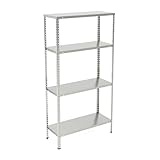 Relaxdays Metallregal verzinkt, 4 Böden, bis 160 kg, Schwerlastregal Stahl, Lagerregal Keller, HBT:...