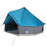 vidaXL Tipi Familienzelt 6 Personen, Campingzelt mit E-Anschluss, Tipizelt mit Netzwände Stauraum,...