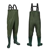 Vkechh Wathose 70D Nylon PVC Angelhose wasserdicht mit rutschfeste Gummistiefeln Hochwasserhose...