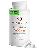 L-Ornithin Tabletten – L Ornithin hochdosiert 1000mg pro Tag (120 vegane Tabletten) – ideal zur...