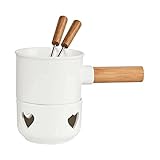 BUTLERS Schokofondue Set Porzellan 250ml 2 Personen - Teelichthalter mit Herzmuster, Edelstahlgabeln...