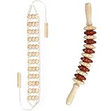 2 Stück Massageroller Rücken Mit Griff Maderotherapie Set, Faszienrolle Holz, Cellulite...