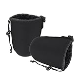 GRIRIW Neopren Objektivtubus 2 Stück Pack mit Kordelzug und Haken Flexible Kameraobjektivtasche...