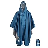 Regenponcho Damen und Herren - Regencape Wasserdicht mit Kapuze, Leichter & Wiederverwendbar 3 in 1...