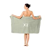 altego 2er Set Duschtuch 70x140 cm Grün – 100% Baumwolle Premium Qualität – Duschhandtuch Set...