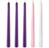 Adventskerzen-Set, 25,4 cm, 3 lila, 1 rosa, 1 weiße Kerzenständer für Weihnachten, tropffreie und...