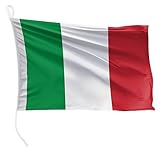 FLAGLY Premium Bootsfahne Italien 20 x 30 cm - 115g/m² Stoffgewicht - gedruckt, robust mit Strick &...