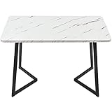 Merax Modern Esstisch Rechteckiger Tisch 117x68cm,Esstisch aus Moderner Marmor-Finish Küchentisch...